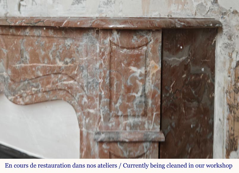 Louis XV style Pompadour mantel in Rouge du Nord marble Louis XV style Pompadour mantel in Rouge du Nord marble-6