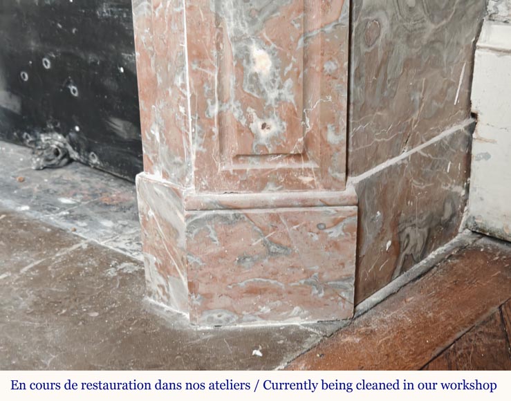 Louis XV style Pompadour mantel in Rouge du Nord marble Louis XV style Pompadour mantel in Rouge du Nord marble-7