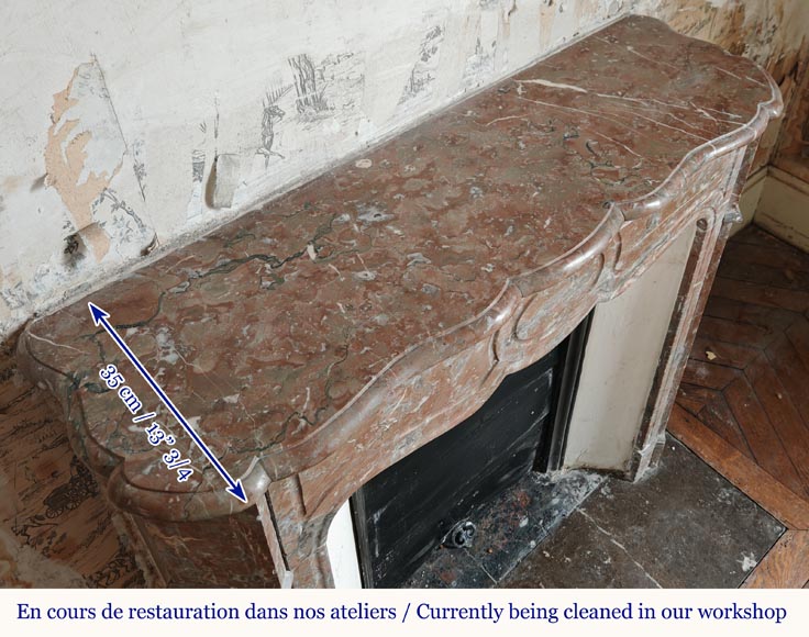 Louis XV style Pompadour mantel in Rouge du Nord marble Louis XV style Pompadour mantel in Rouge du Nord marble-8