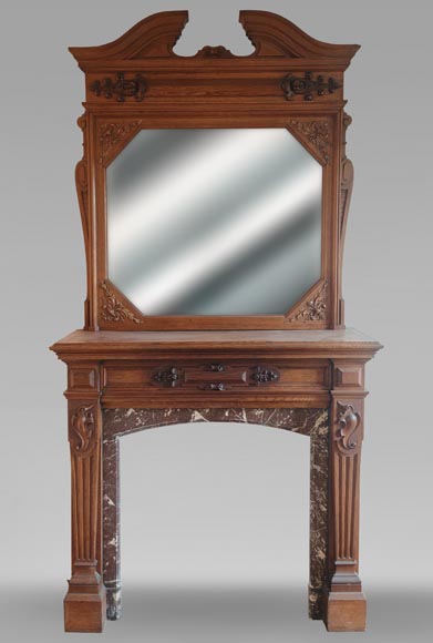 Napoleon III style mantel in carved oak Napoleon III style mantel in carved oak-0