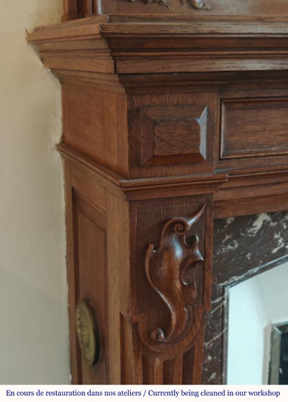 Napoleon III style mantel in carved oak Napoleon III style mantel in carved oak-6