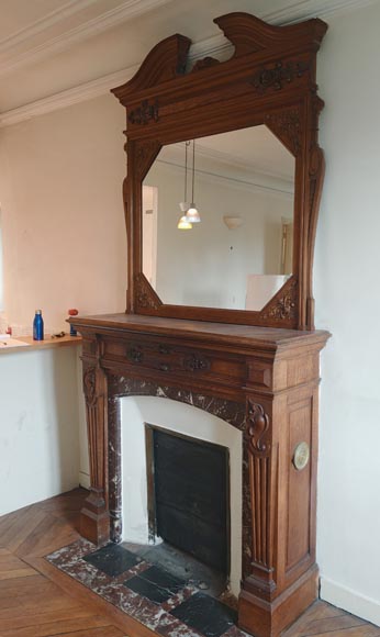 Napoleon III style mantel in carved oak Napoleon III style mantel in carved oak-8