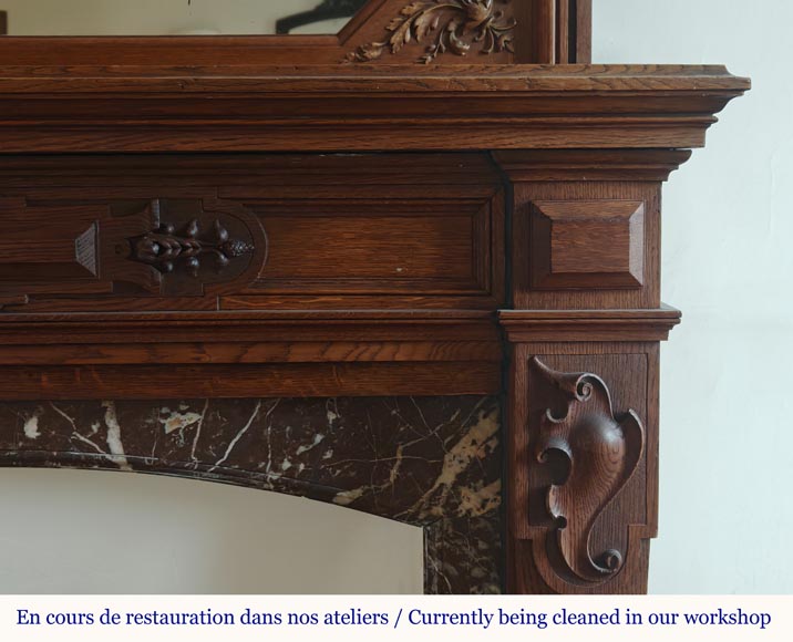 Napoleon III style mantel in carved oak Napoleon III style mantel in carved oak-9