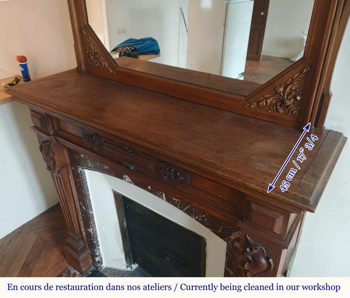 Napoleon III style mantel in carved oak Napoleon III style mantel in carved oak-11