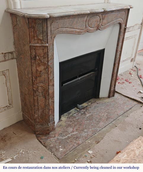 Louis XV style Pompadour mantel in Enjugerais Breche Louis XV style Pompadour mantel in Enjugerais Breche-2