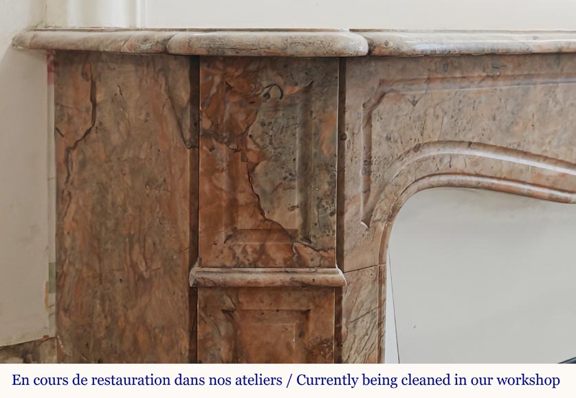 Louis XV style Pompadour mantel in Enjugerais Breche Louis XV style Pompadour mantel in Enjugerais Breche-3