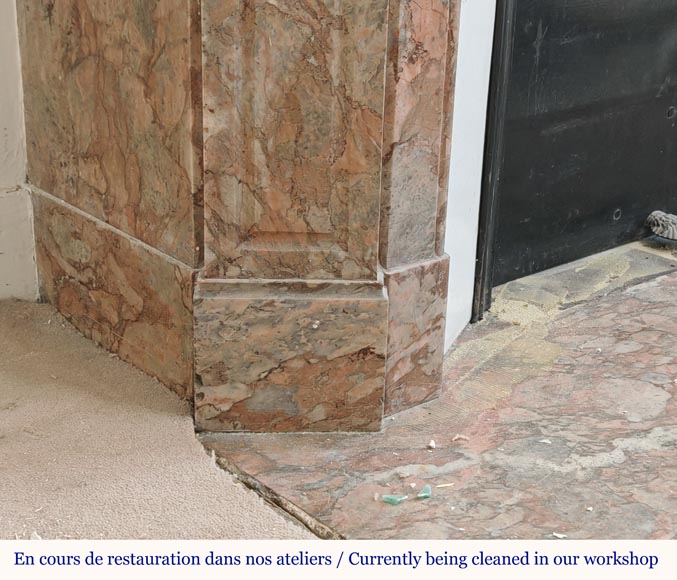 Louis XV style Pompadour mantel in Enjugerais Breche Louis XV style Pompadour mantel in Enjugerais Breche-4