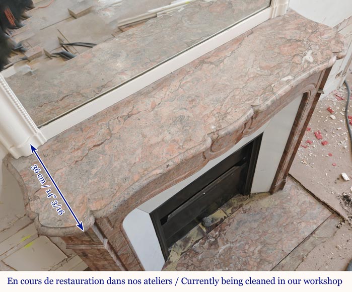 Louis XV style Pompadour mantel in Enjugerais Breche Louis XV style Pompadour mantel in Enjugerais Breche-9