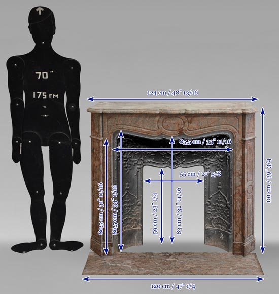 Louis XV style Pompadour mantel in Enjugerais Breche Louis XV style Pompadour mantel in Enjugerais Breche-10