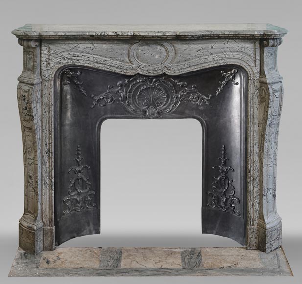 Louis XV style Pompadour mantel in blue marble Louis XV style Pompadour mantel in blue marble-0