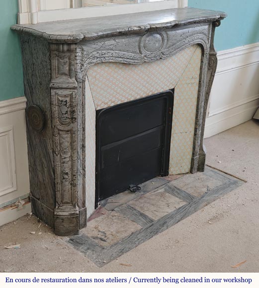 Louis XV style Pompadour mantel in blue marble Louis XV style Pompadour mantel in blue marble-2