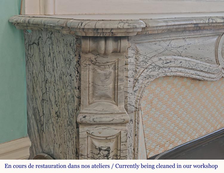 Louis XV style Pompadour mantel in blue marble Louis XV style Pompadour mantel in blue marble-3