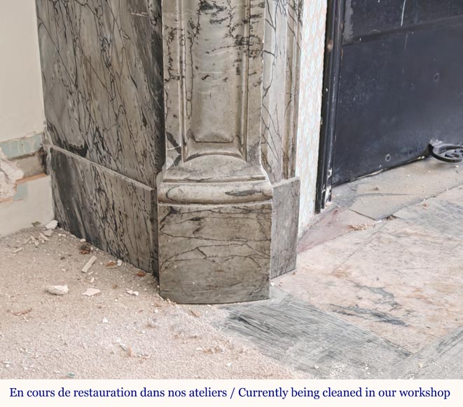 Louis XV style Pompadour mantel in blue marble Louis XV style Pompadour mantel in blue marble-4