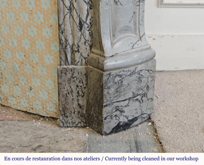 Louis XV style Pompadour mantel in blue marble Louis XV style Pompadour mantel in blue marble-7