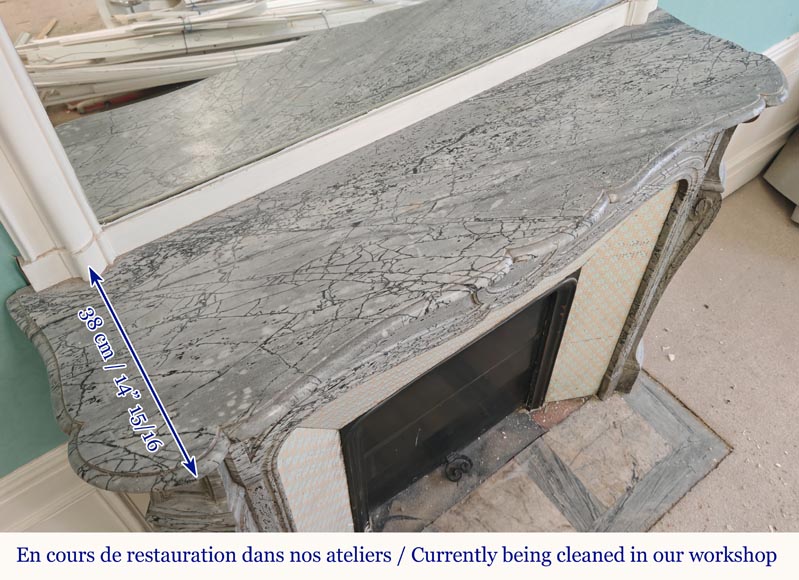 Louis XV style Pompadour mantel in blue marble Louis XV style Pompadour mantel in blue marble-9