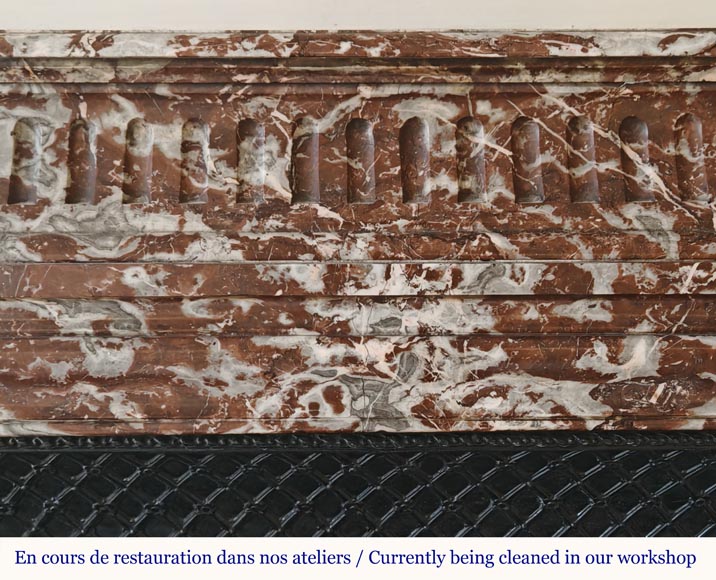 Louis XIV style mantel with acroterion in Rouge du Nord marble Louis XIV style mantel with acroterion in Rouge du Nord marble-1
