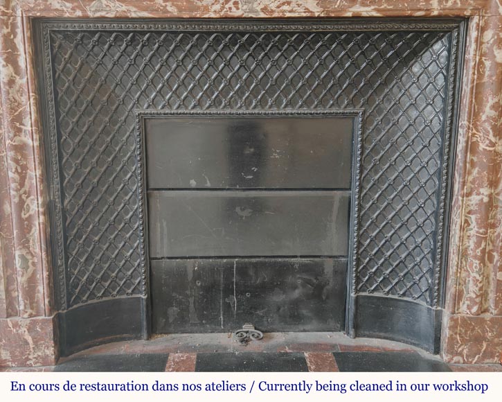 Louis XIV style mantel with acroterion in Rouge du Nord marble Louis XIV style mantel with acroterion in Rouge du Nord marble-8