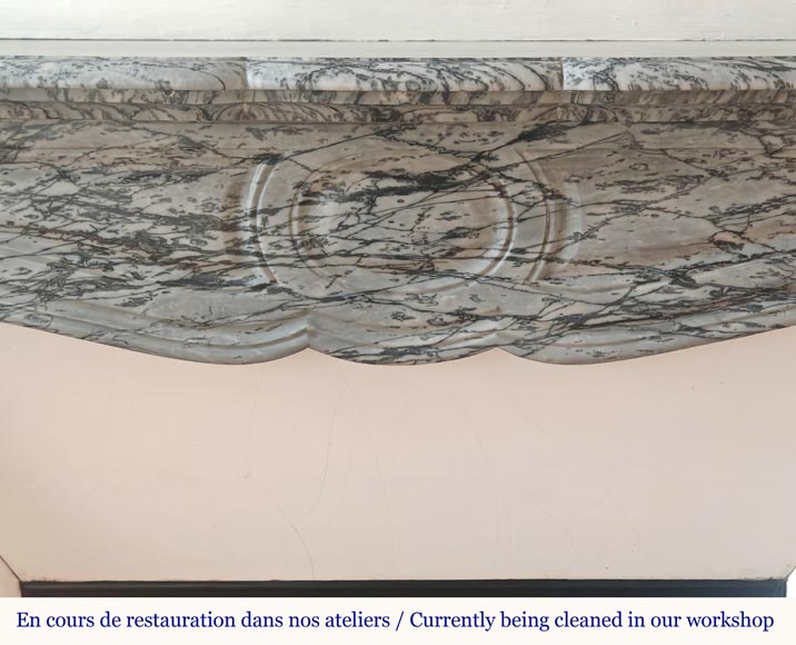 Louis XV style Pompadour mantel in Blue Fleuri marble Louis XV style Pompadour mantel in Blue Fleuri marble-1