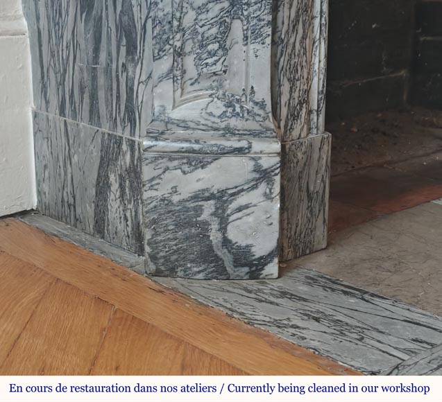 Louis XV style Pompadour mantel in Blue Fleuri marble Louis XV style Pompadour mantel in Blue Fleuri marble-4