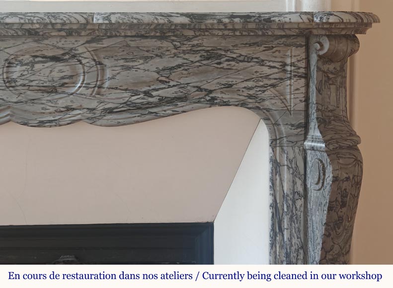 Louis XV style Pompadour mantel in Blue Fleuri marble Louis XV style Pompadour mantel in Blue Fleuri marble-6