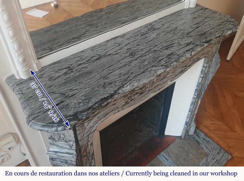 Louis XV style Pompadour mantel in Blue Fleuri marble Louis XV style Pompadour mantel in Blue Fleuri marble-9