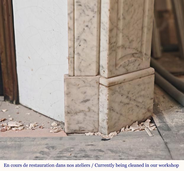 Louis XV style Pompadour mantel in veined Carrara marble Louis XV style Pompadour mantel in veined Carrara marble-6