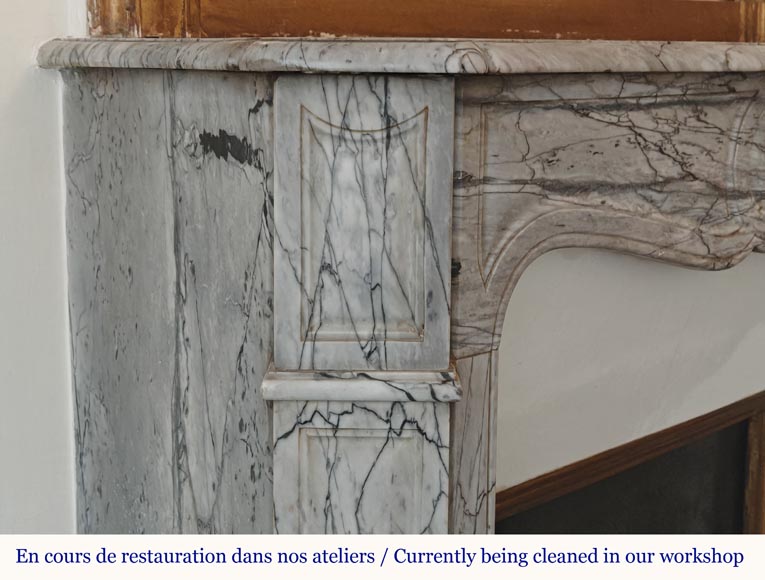 Louis XV style Pompadour flat mantel in Blue Fleuri marble Louis XV style Pompadour flat mantel in Blue Fleuri marble-3