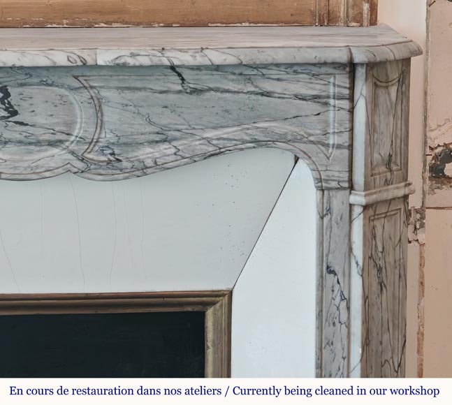 Louis XV style Pompadour flat mantel in Blue Fleuri marble Louis XV style Pompadour flat mantel in Blue Fleuri marble-6