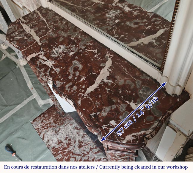 Louis XV style Pompadour mantel in Rouge du Nord marble Louis XV style Pompadour mantel in Rouge du Nord marble-9