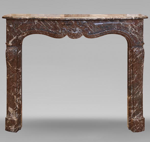 Louis XV style mantel in Rouge Royal marble with asymmetrical shell motif Louis XV style mantel in Rouge Royal marble with asymmetrical shell motif-0