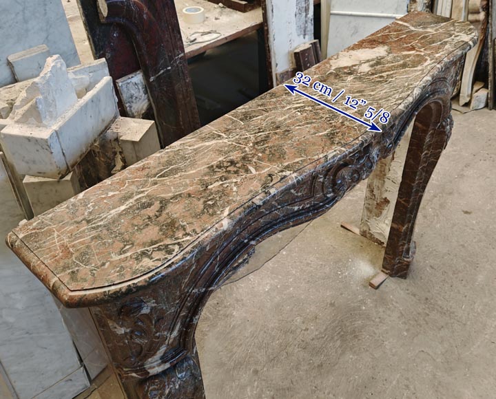 Louis XV style mantel in Rouge Royal marble with asymmetrical shell motif Louis XV style mantel in Rouge Royal marble with asymmetrical shell motif-10