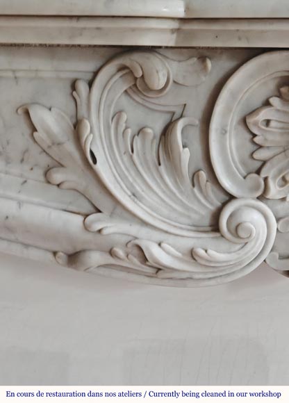 Louis XV style mantel richly carved in Carrara marble Louis XV style mantel richly carved in Carrara marble-3