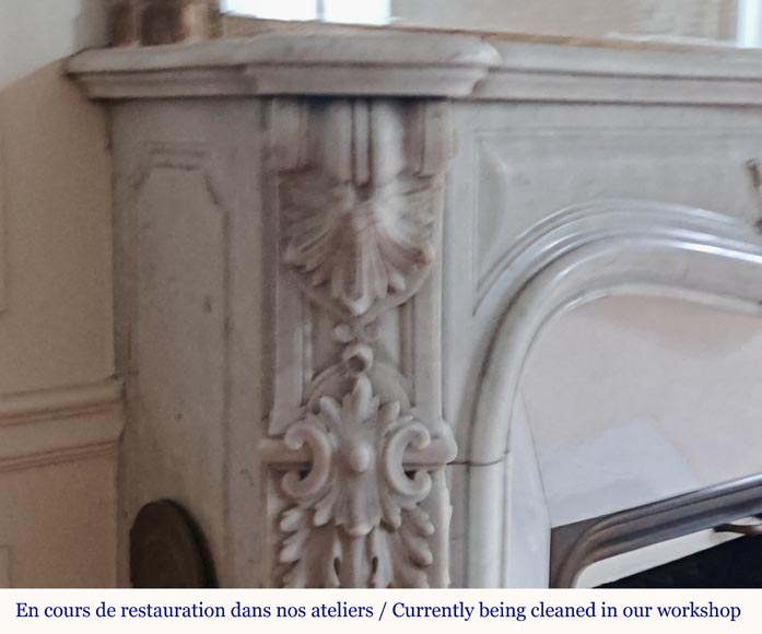 Louis XV style mantel richly carved in Carrara marble Louis XV style mantel richly carved in Carrara marble-5