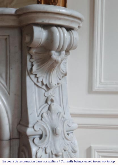 Louis XV style mantel richly carved in Carrara marble Louis XV style mantel richly carved in Carrara marble-10