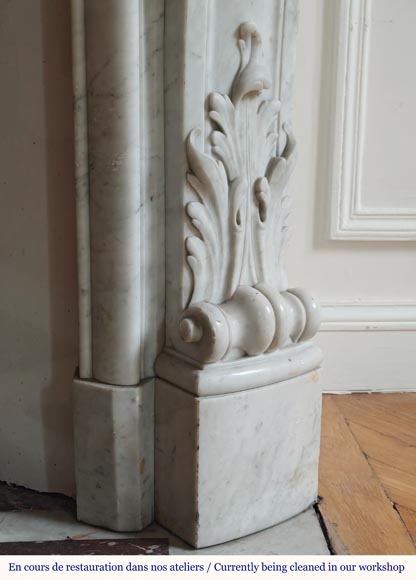 Louis XV style mantel richly carved in Carrara marble Louis XV style mantel richly carved in Carrara marble-11