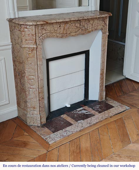 Louis XV style Pompadour flat mantel in highly veined Brocatelle marble Louis XV style Pompadour flat mantel in highly veined Brocatelle marble-2
