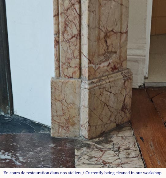 Louis XV style Pompadour flat mantel in highly veined Brocatelle marble Louis XV style Pompadour flat mantel in highly veined Brocatelle marble-7