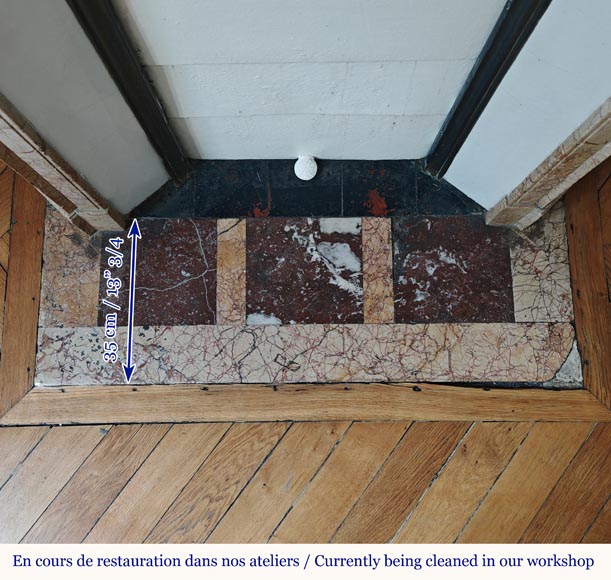 Louis XV style Pompadour flat mantel in highly veined Brocatelle marble Louis XV style Pompadour flat mantel in highly veined Brocatelle marble-8