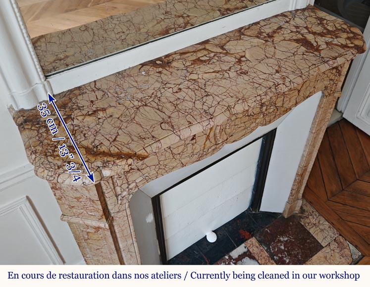 Louis XV style Pompadour flat mantel in highly veined Brocatelle marble Louis XV style Pompadour flat mantel in highly veined Brocatelle marble-9