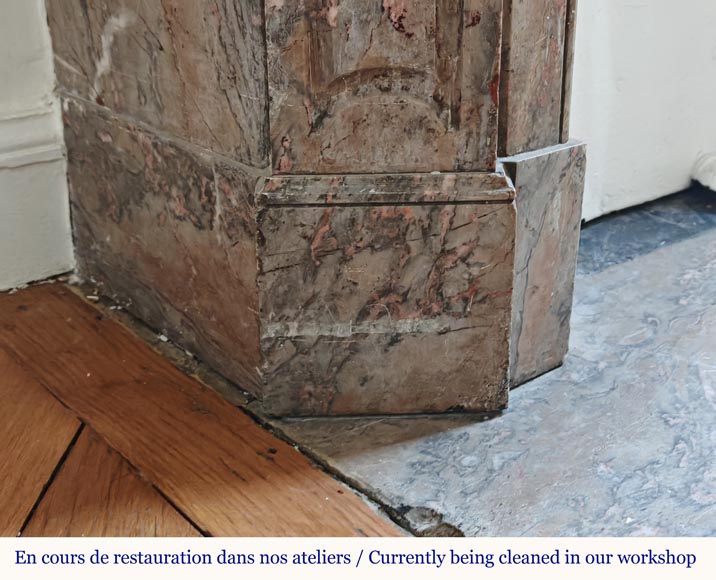 Louis XV style Pompadour flat mantel in Enjugerais marble Louis XV style Pompadour flat mantel in Enjugerais marble-4