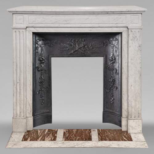 Louis XVI style molded Carrara marble mantel