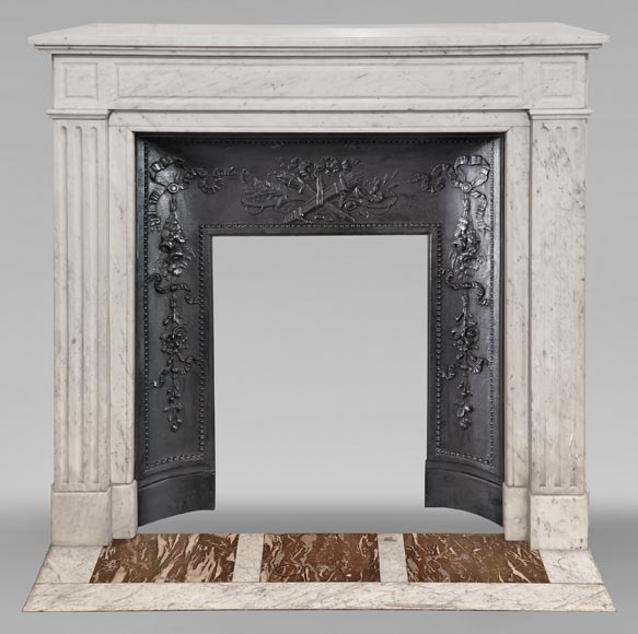Louis XVI style molded Carrara marble mantel Louis XVI style molded Carrara marble mantel-0