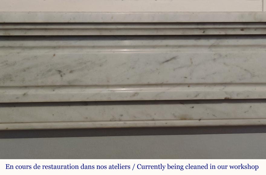 Louis XVI style molded Carrara marble mantel Louis XVI style molded Carrara marble mantel-1