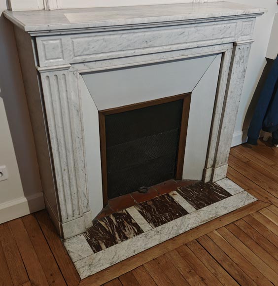 Louis XVI style molded Carrara marble mantel Louis XVI style molded Carrara marble mantel-2