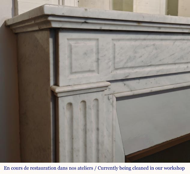 Louis XVI style molded Carrara marble mantel Louis XVI style molded Carrara marble mantel-3