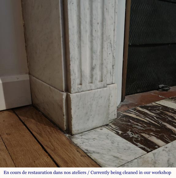 Louis XVI style molded Carrara marble mantel Louis XVI style molded Carrara marble mantel-4