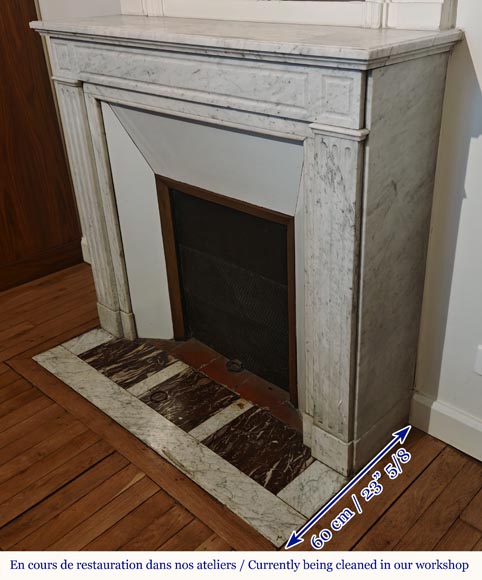 Louis XVI style molded Carrara marble mantel Louis XVI style molded Carrara marble mantel-5