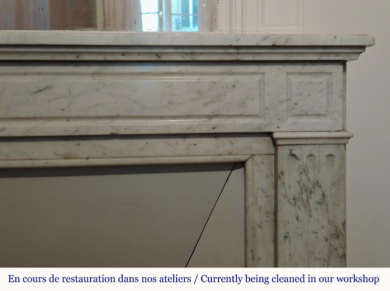 Louis XVI style molded Carrara marble mantel Louis XVI style molded Carrara marble mantel-6