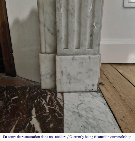 Louis XVI style molded Carrara marble mantel Louis XVI style molded Carrara marble mantel-7