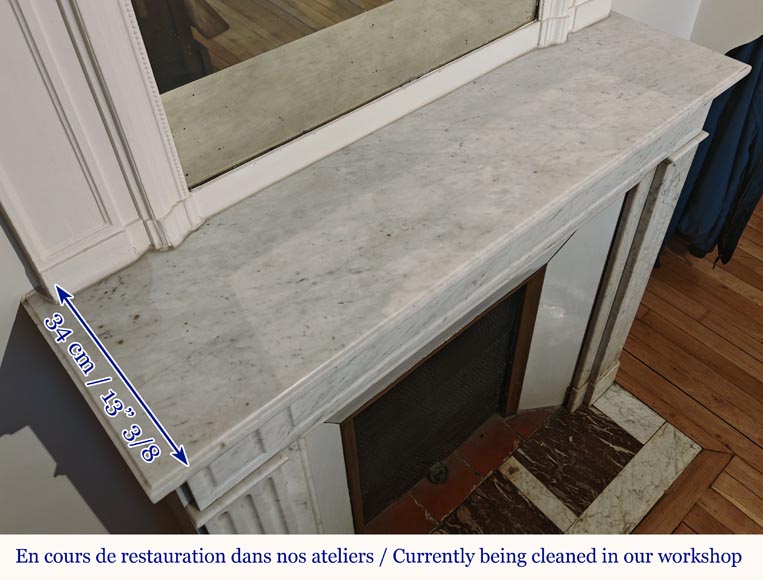 Louis XVI style molded Carrara marble mantel Louis XVI style molded Carrara marble mantel-9